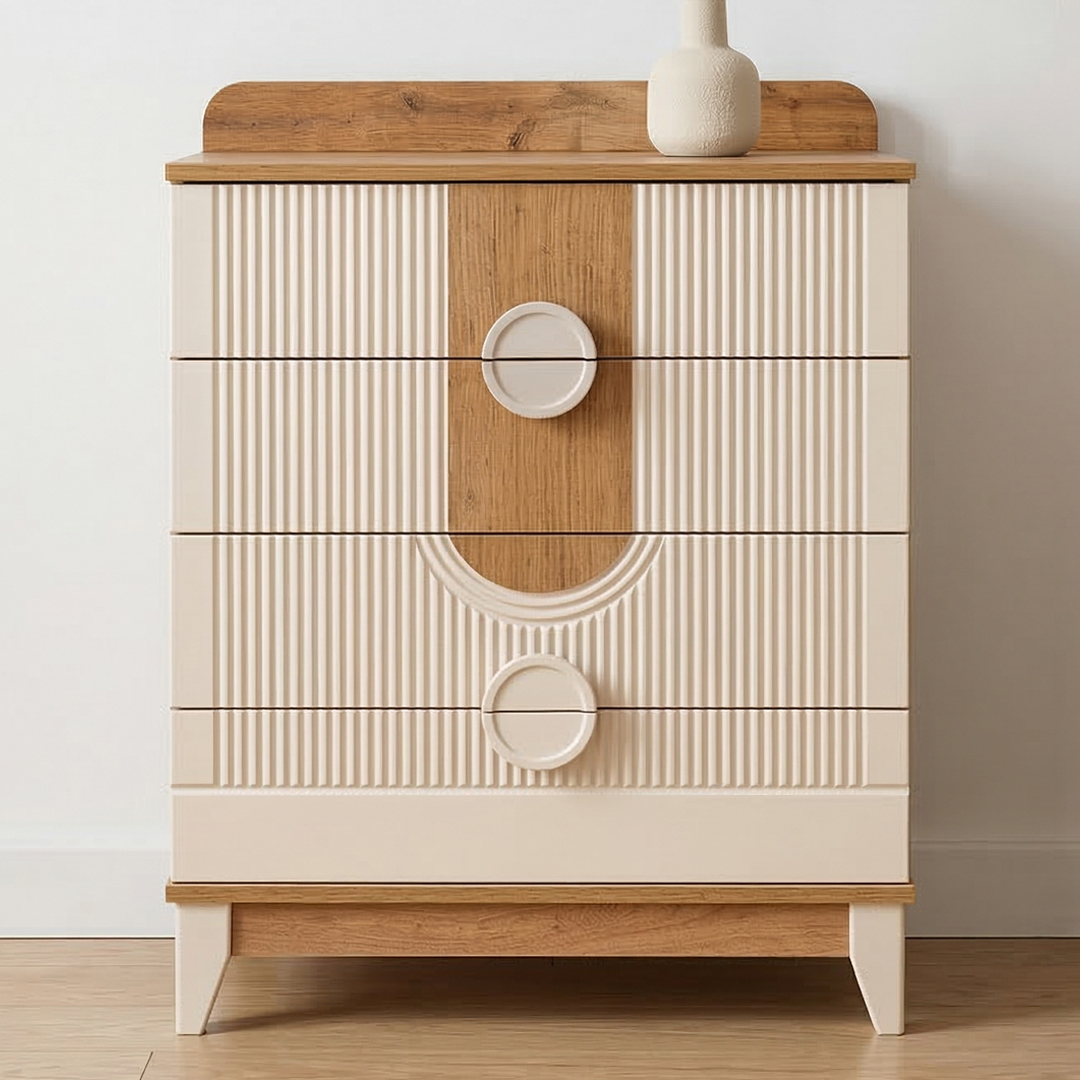 Venedik Şifonyer (Meşe/Krem)