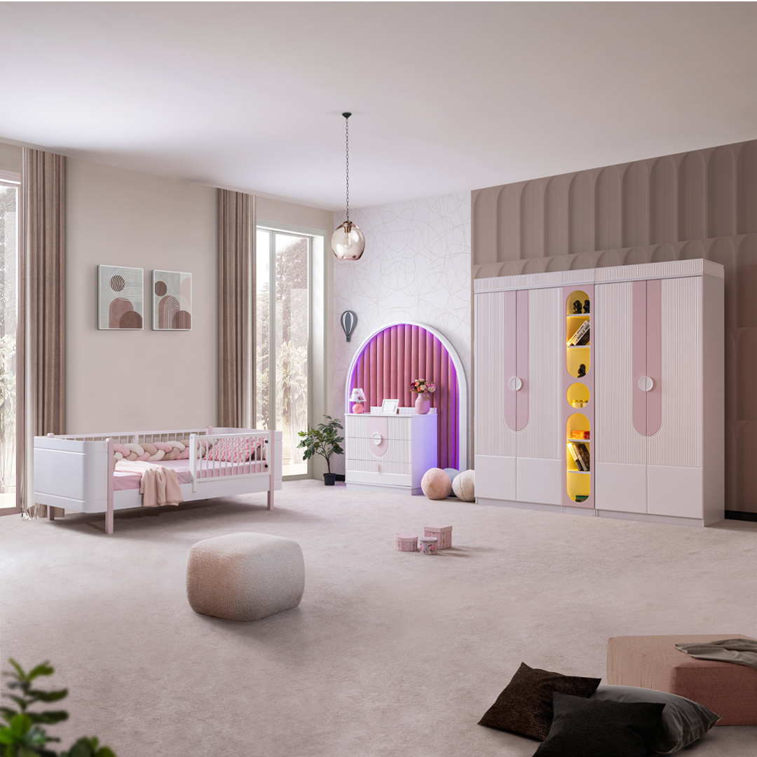 Venedik Pembe Mega Sofya Karyola Çocuk Odası