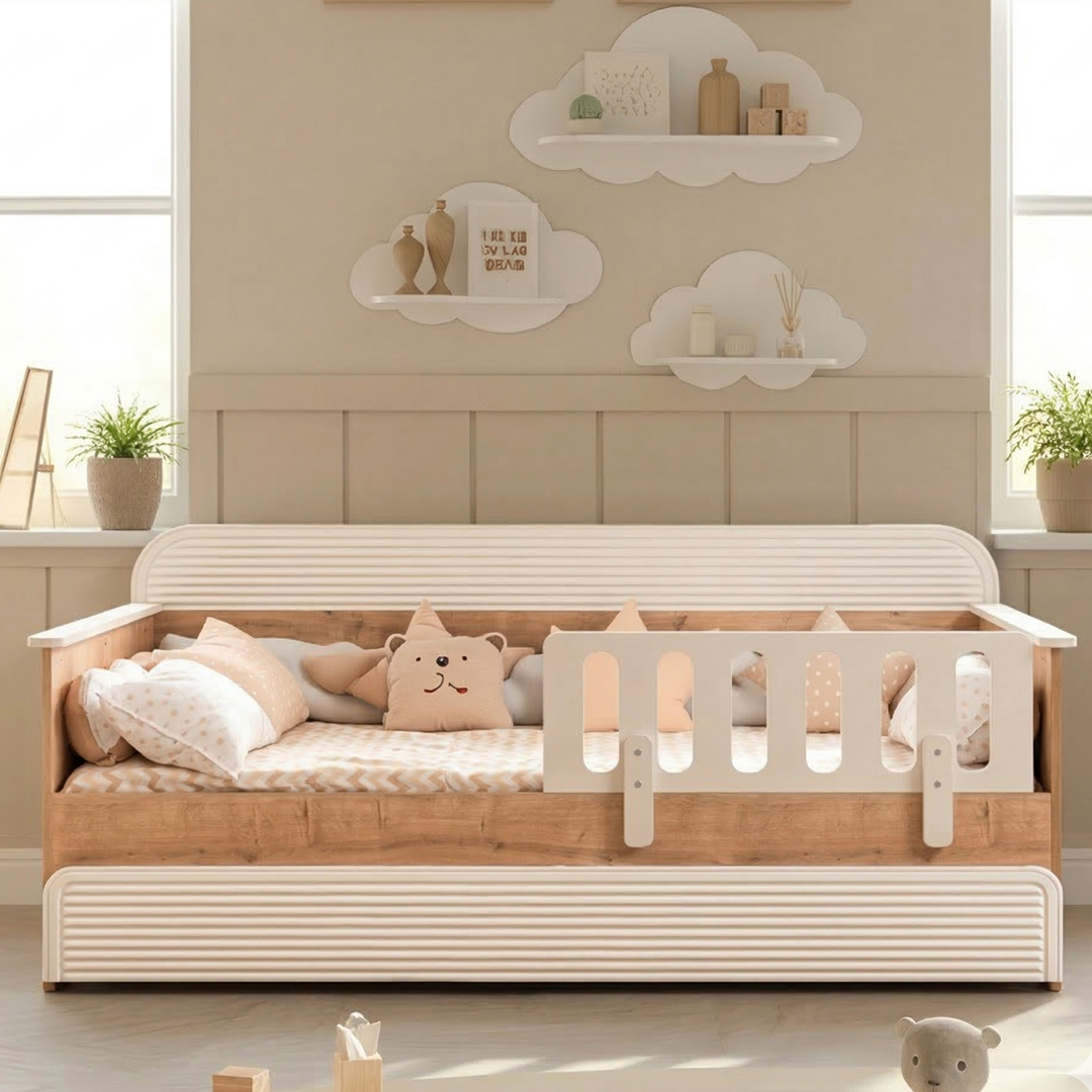 Milano Sedir Karyola (Meşe/Krem)