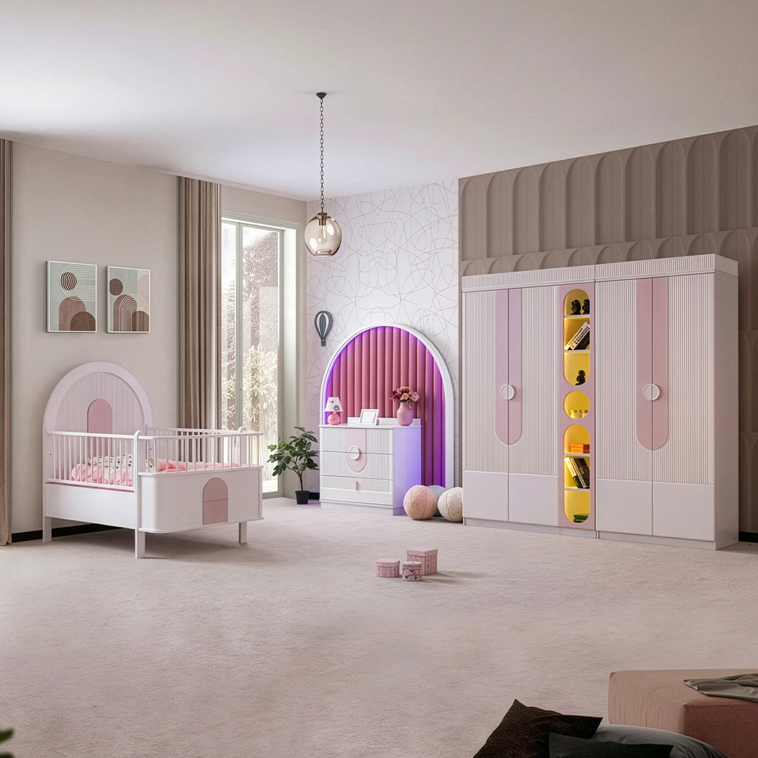 Venedik Mega Madrid Beşik Bebek Odası Pembe